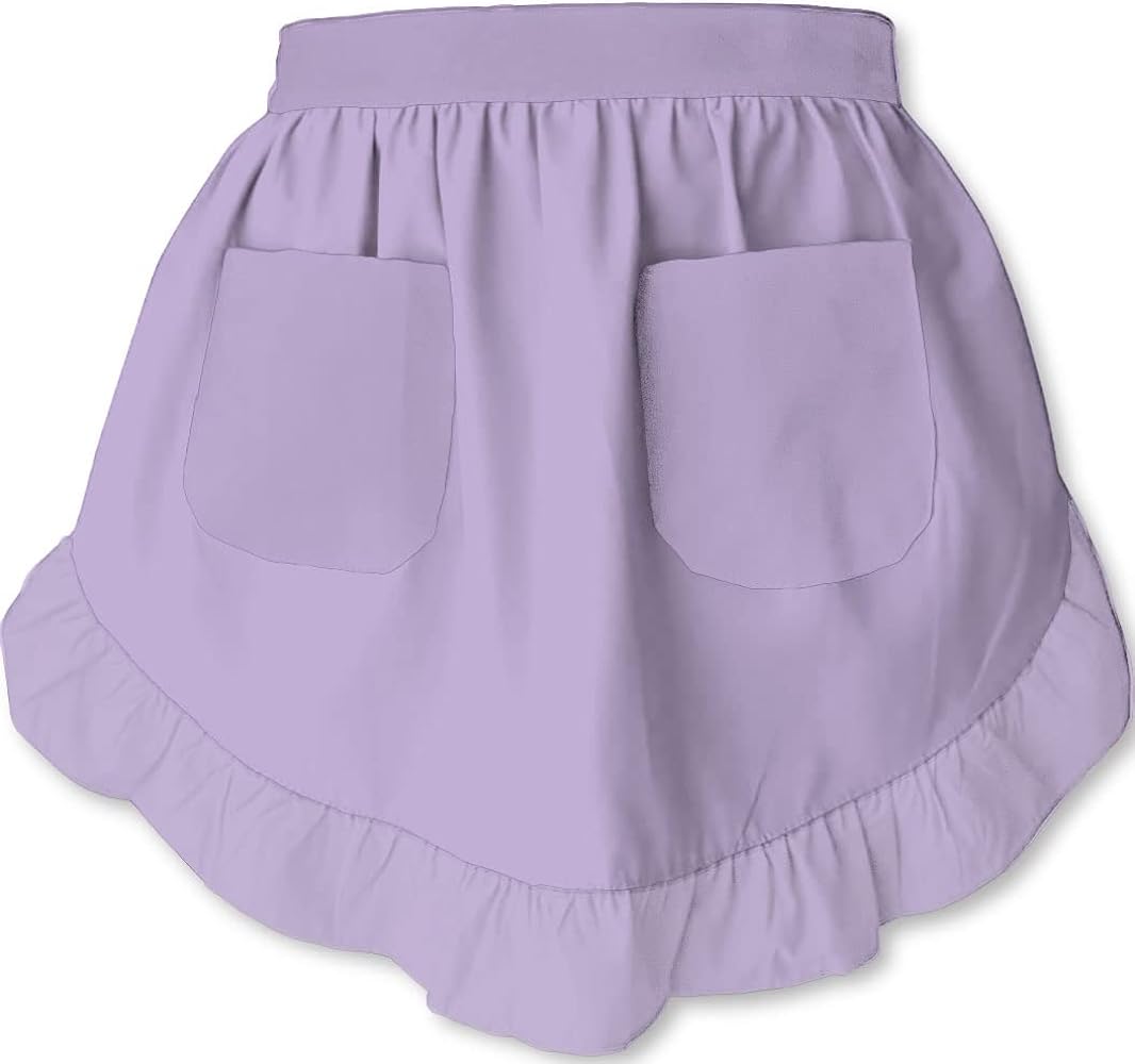 Women’s Waist Aprons with White Pockets Half Server Home Waitress Vintage Servant Apron for Kitchen Cooking