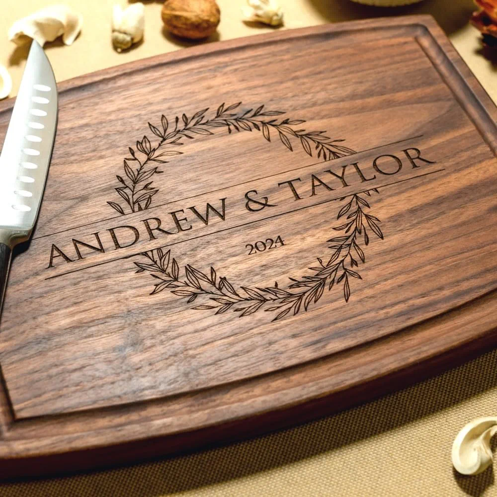 Personalized Cutting Board, Custom Handmade Wood Engraved Charcuterie – Ideal Wedding, Engagement, Anniversary, Elopement, Bridal Shower, Housewarming Gift for Couples & Families 005