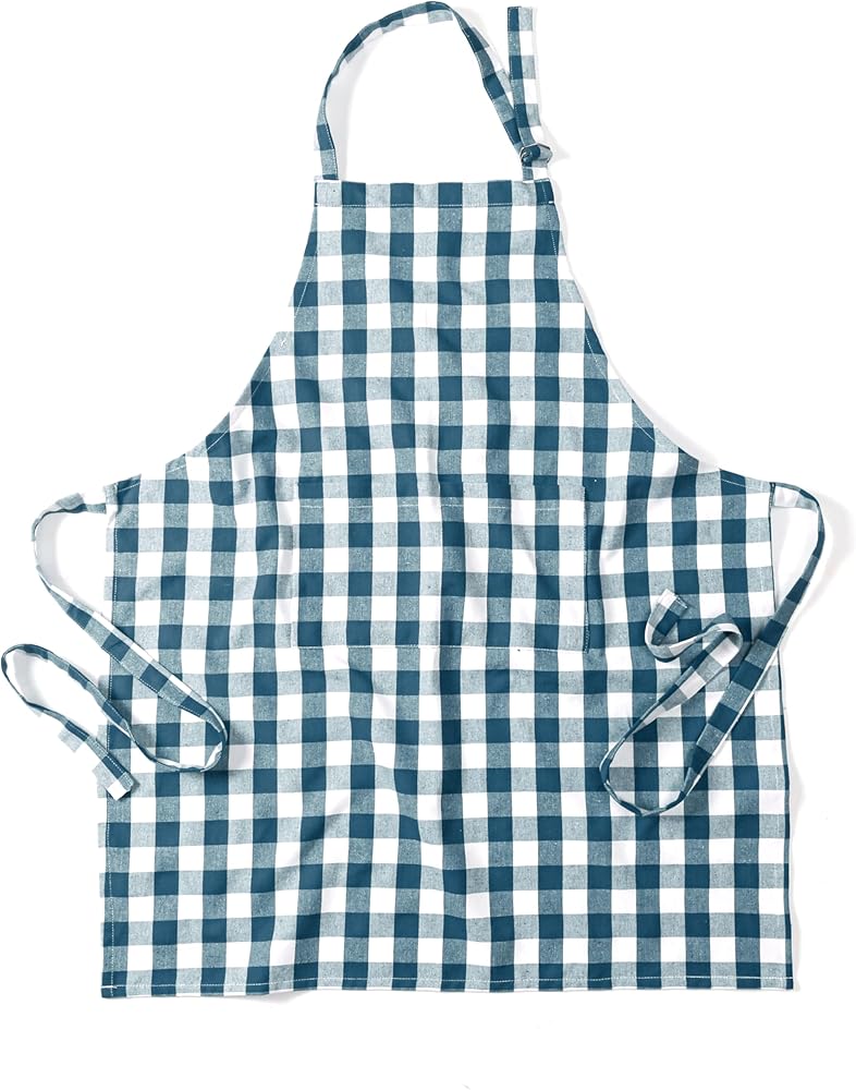Kitchen Bib Aprons for Cooking, Baking, Grilling - 2 Pack Buffalo Gingham Check - Adjustable, Comfortable