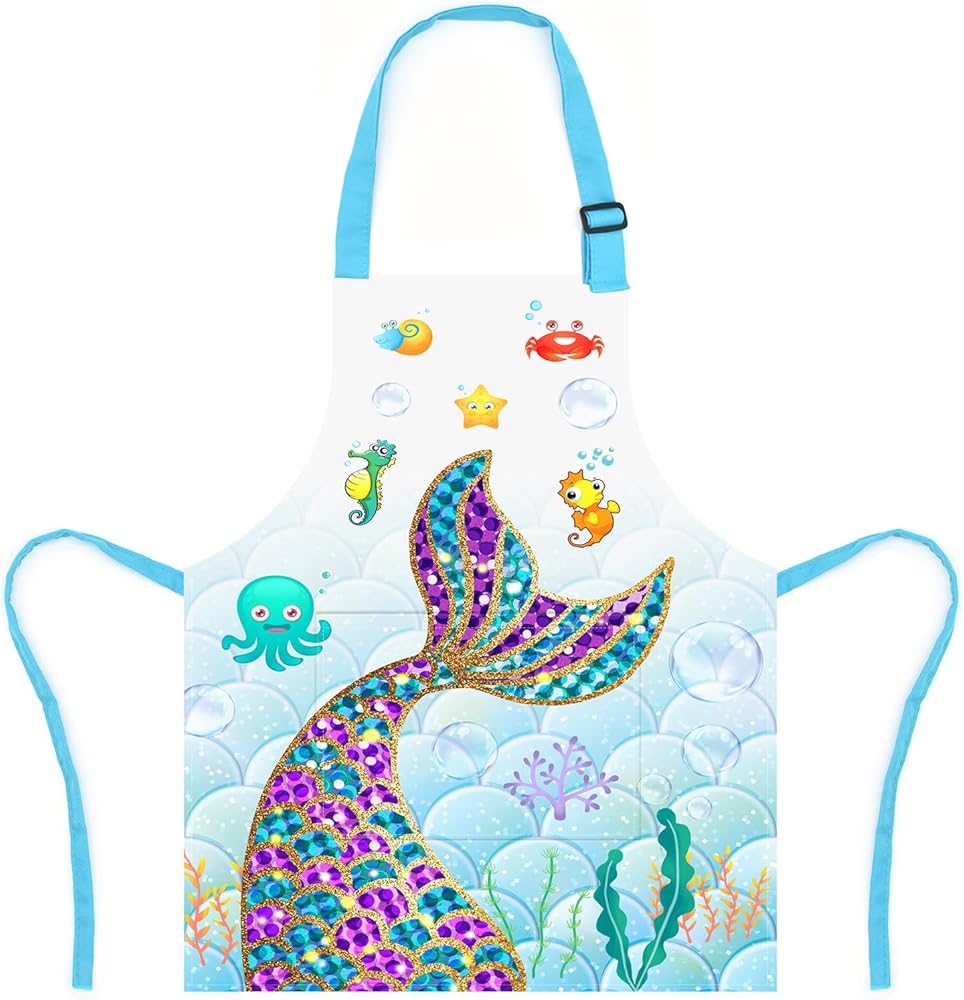Kids Boys Dinosaur Apron with Pocket, Girls Unicorn Aprons for Cooking, Painting, Kitchen Apron for Children 3-12Years
