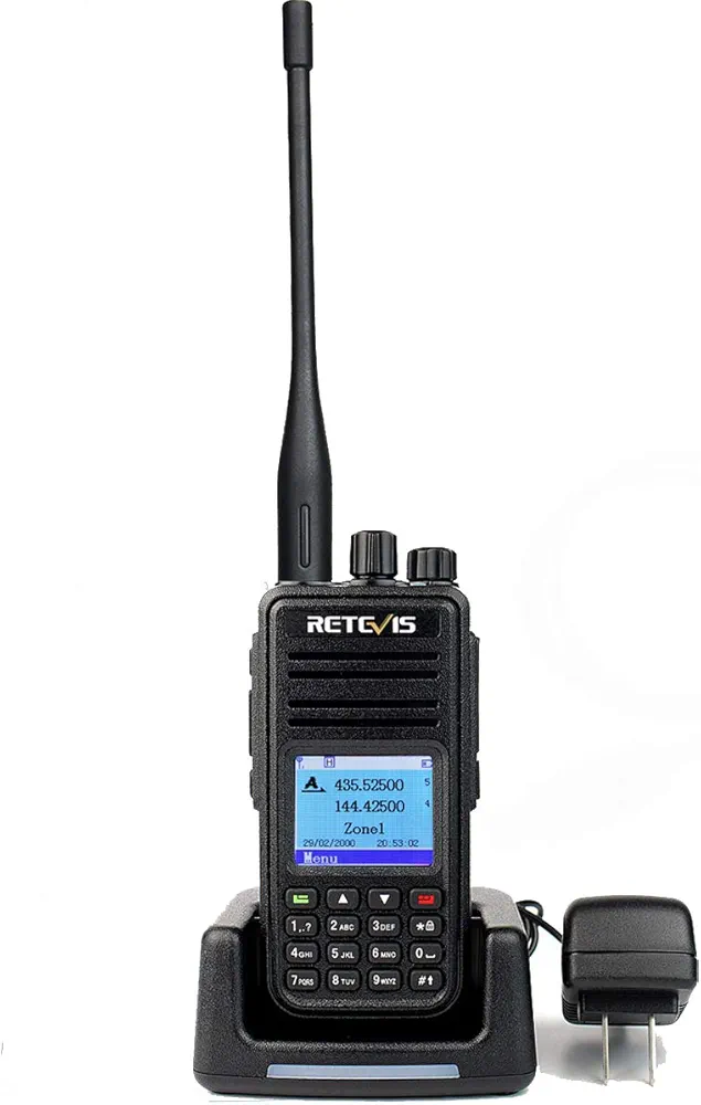Retevis RT3S DMR Radio, Dual Band Radio, Digital 2 Way Radio, Dual Time Slot 2000mAh Dual Band Scanning SMS Emergency Alarm, Long Range Handheld Walkie Talkie for Camping Traveling(1 Pack)