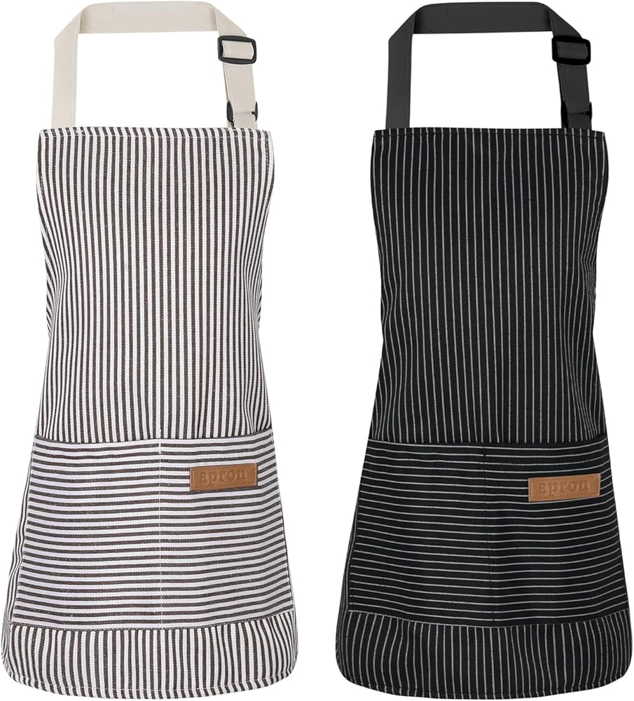Stripes Kids Apron, Kids Cooking Aprons with 2 Pockets, Cute Kids Apron for Cooking for Boys Girls Adjustable