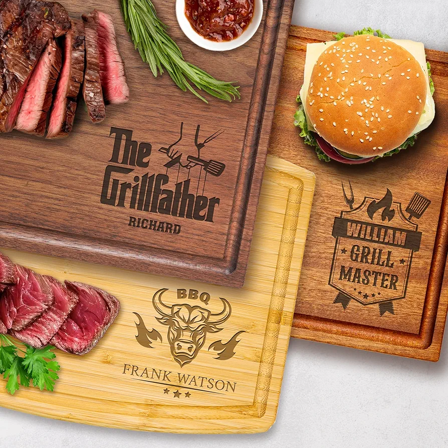 Straga Personalized Cutting Board - Fathers Day, Birthday, Anniversary - Customized Gifts for Men, BBQ, Grill Accessories - Dad, Husband, Brother, Boyfriend, Papa - Custom Unique Mens Gifts for Him