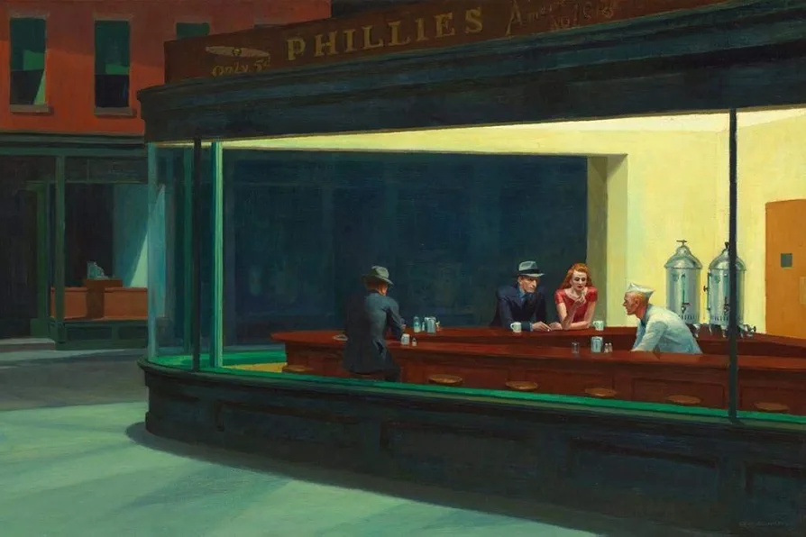 Nighthawks Diner Edward Hopper Poster 1942 Phillies Diner Late Night Hawks Famous Painter Painting Cool Wall Art Print Poster 16x24