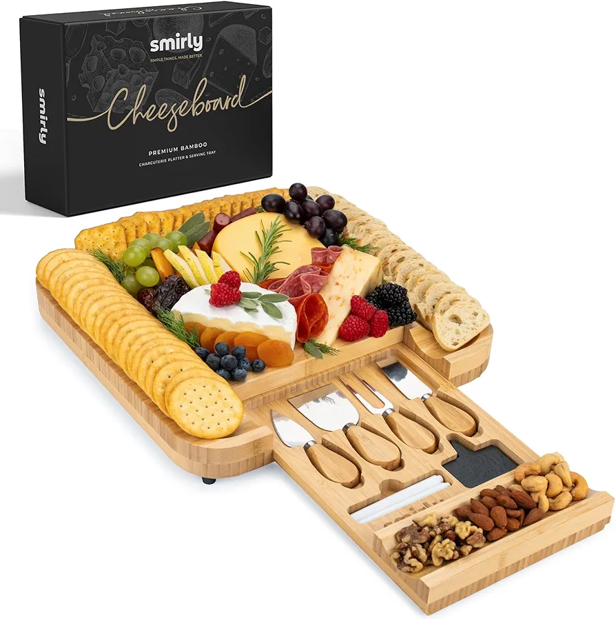 SMIRLY Charcuterie Boards Gift Set: Charcuterie Board Set, Bamboo Cheese Board Set - House Warming Gifts New Home, Wedding Gifts for Couple, Bridal Shower Gift