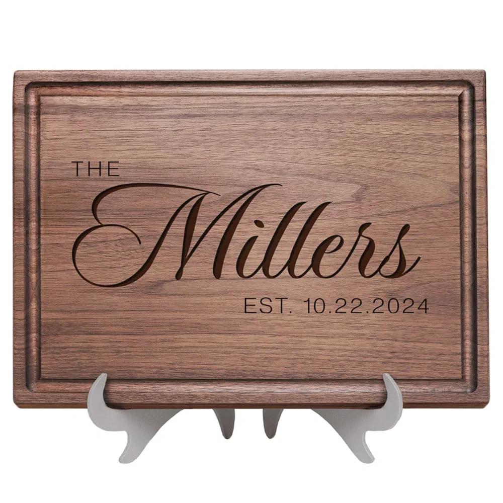 Straga Personalized Cutting Boards | Handmade Wood Engraved Charcuterie | Custom Wedding, Anniversary, Housewarming Gift for Engaged Couples, Minimalist Script Design