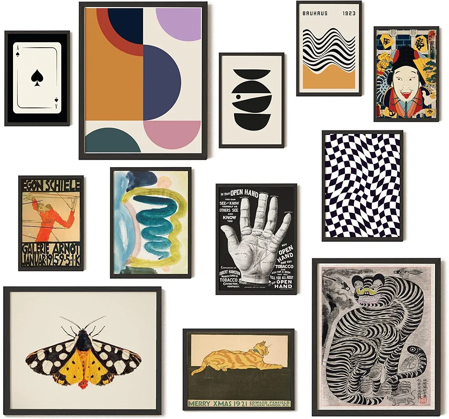 97 Decor Vintage Eclectic Wall Art Collage - Maximalist Decor Modern Art Prints For Wall Decor, Eclectic Home Decor Aesthetic, Cool Funky Decor Retro Bauhaus Posters Set For Dorm Bedroom (Unframed)