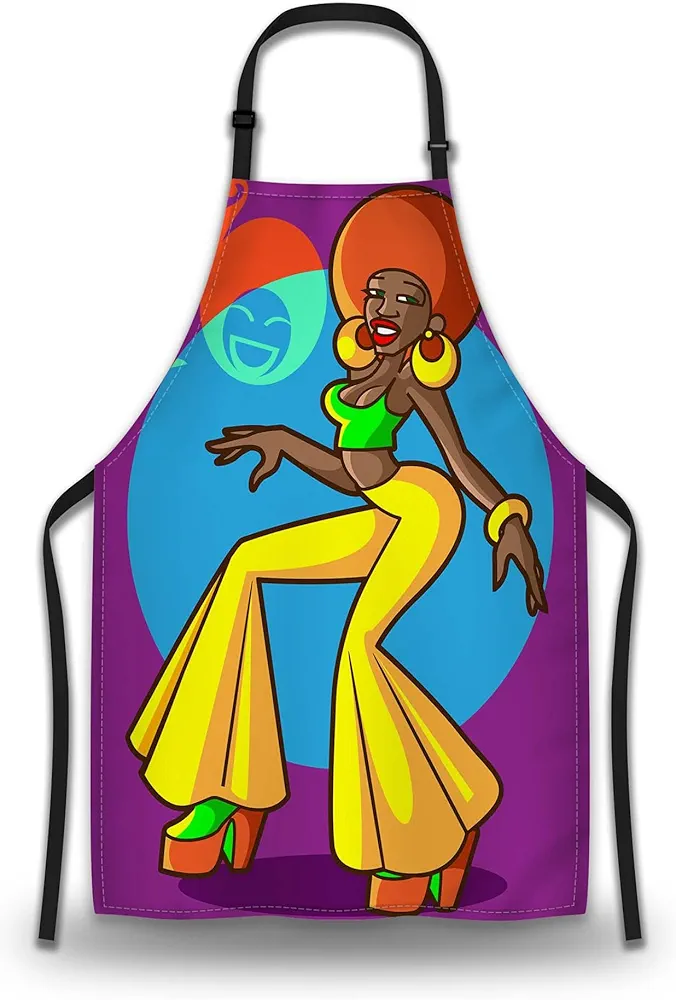 Kitchen Apron for Women Disco Lady Mans Aprons for Cooking Funny for Cooking Restaurant BBQ Painting Crafting Gardening 27” (W) x 31” (H), Waterproof Aprons