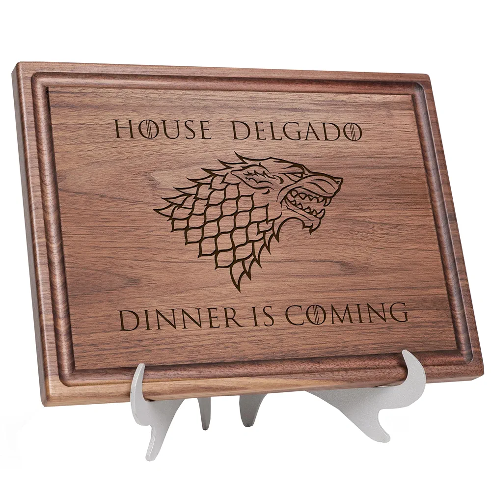 Straga Personalized Cutting Board - Game of Thrones Gift - USA Made Handcrafted Wood Charcuterie-Housewarming, Anniversary, Birthday, Christmas Gift Idea (1. House Stark)