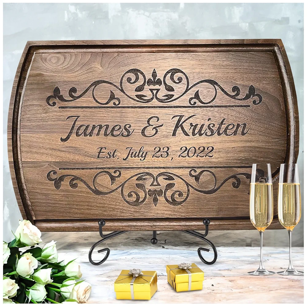 Personalized Wooden Cutting Board Crafted in USA – Serves as Cheese Board, Cutting Board, Chopping Board, Charcuterie Board – Personalized Wood Gift for Wedding, Housewarming, Anniversary, Christmas