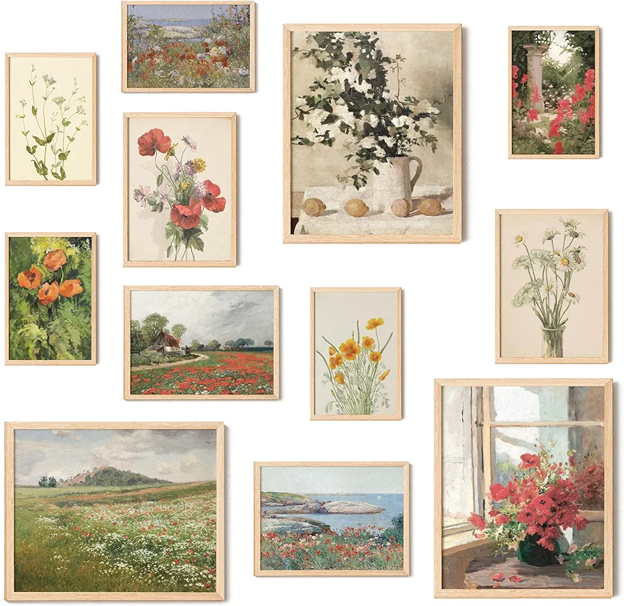97 Decor Floral Wall Art - Vintage Floral Prints for Wall Decor, Flower Poster for Room Aesthetic Vintage Prints, French Garden Painting Spring Landscape Botanical Art Wildflower Decor (8x10 Unframed)
