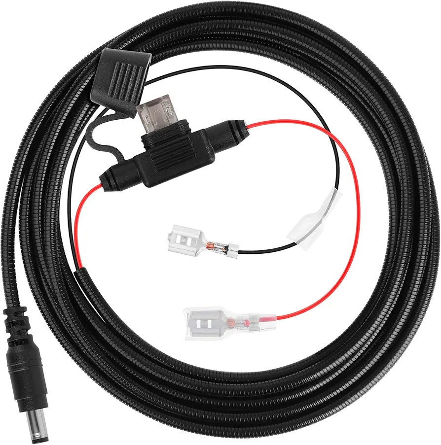 Trail Camera Battery Power Cable Chew Proof Include 2Amp Fuse Compatible with Tactacam Reveal X XB SK,Wise Eye,Spartan Gocam,Covert Cameras,Snyper Cameras,Etc. 4.0x1.7mm DC Plug, 79"
