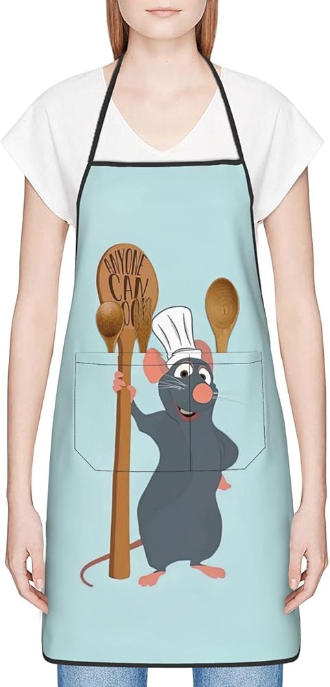 Gremy Ratatouille Anyone Can Cook Remy Apron For Women & Men With Pocket, Waterproof Adjustable Funny Kitchen Chef Apron For Cooking Baking, Blue