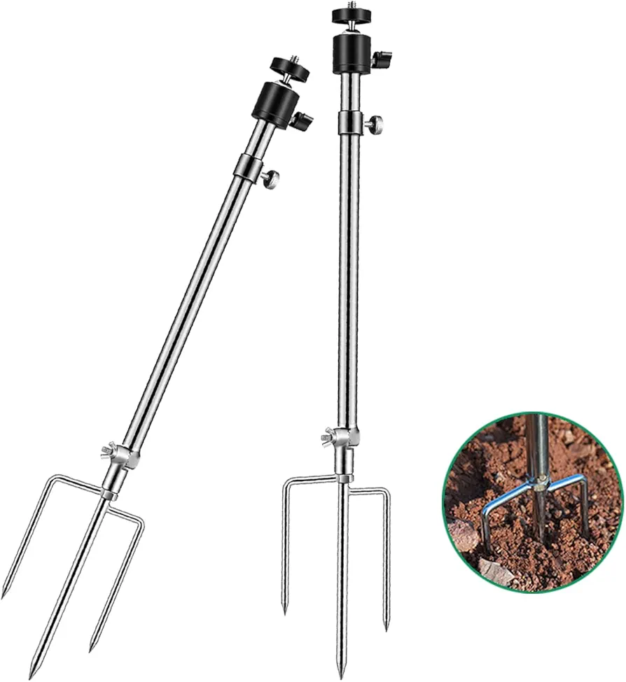 2-Pack Trail Camera Mounting Bracket with 1/4" -20 Threaded Insert 360°Rotating Adjustable Holder Post for Game Camera Stand Pole, Night Fishing Lights