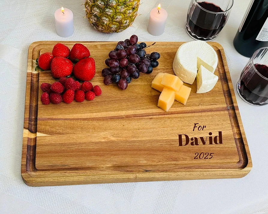 Christmas gifts - Personalized Cutting Board - Laser Engraved Charcuterie Board - Serving tray - Unique Gifts - Gifts for DAD, MOM Bamboo and Acacia Wood