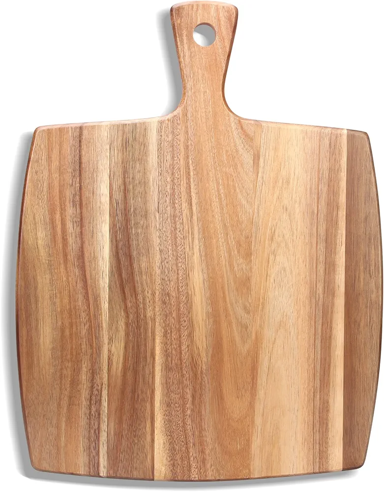 Large Wood Cutting Board with Handle 17"x13" Big Wooden Charcuterie Boards Butcher Blocks Acacia Meat Cutting Boards for Kitchen Bread Cheese Serving Board Carving Chopping Board Charcuterie Board