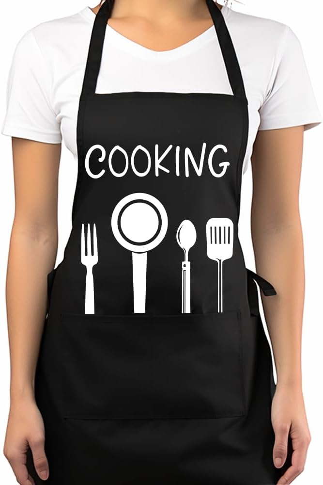 Cooking Aprons for Women with 2 Pockets,Baking Cute Apron,Kiss The Cook And Bring Me A Wine, Mothers Day
