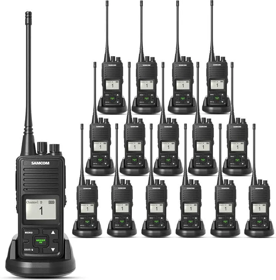 SAMCOM FPCN10A Two Way Radio Long Range Rechargeable, 3000mAh Battery 2 Way Radios Walkie Talkies for Adults,Professional Programmable UHF Radios for Construction Warehouse, 16 Packs