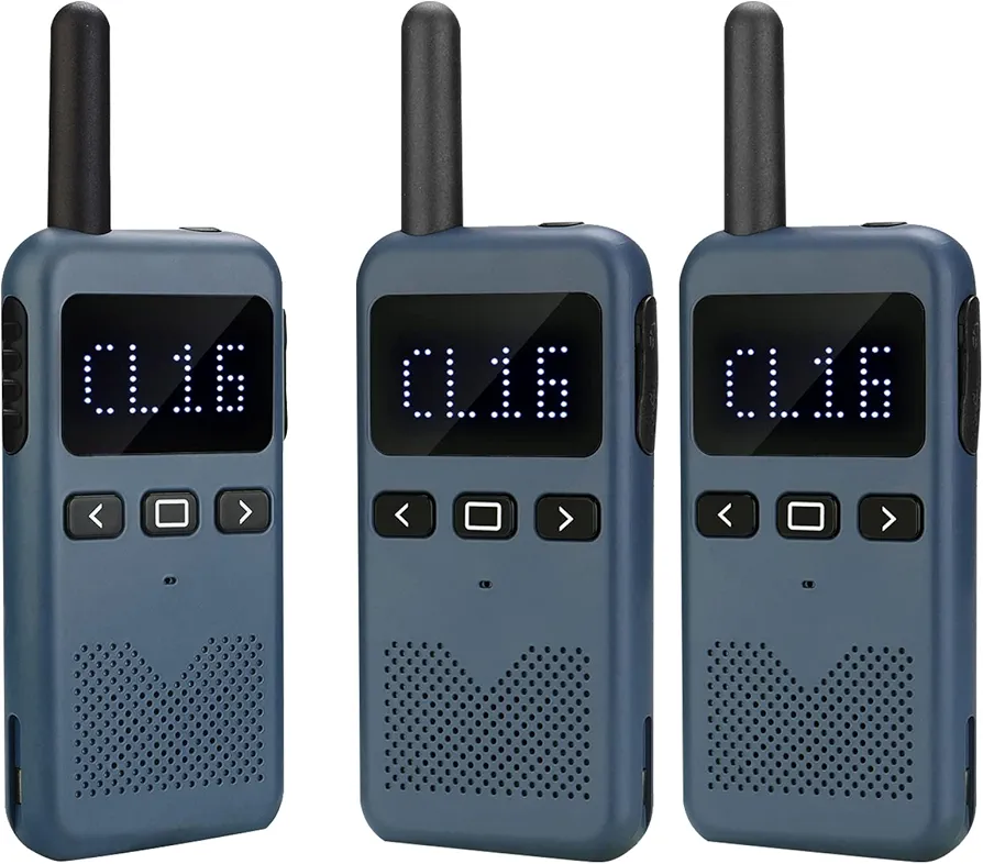 Retevis RB19 USB C Walkie Talkie, Slim Two Way Radios Rechargeable, Dot Matrix Screen, 1650mAh Battery, Hands Free Walkie Talkies for Adults Clinic Small Business Office Gifts Skiing(3 Pack)