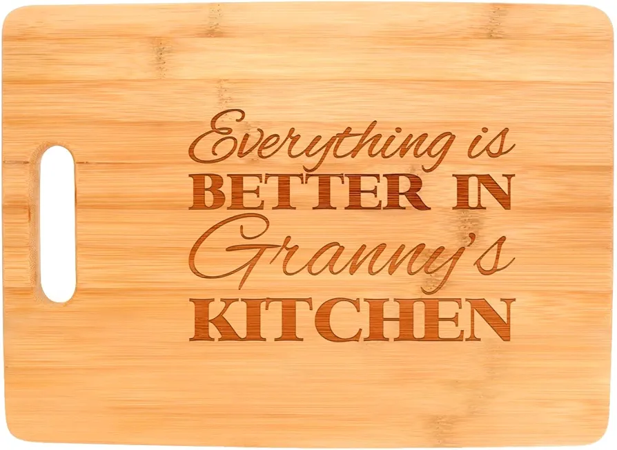Everything Is Better in Granny's Kitchen Décor Grandma Gift Big Rectangle Bamboo Cutting Board Bamboo