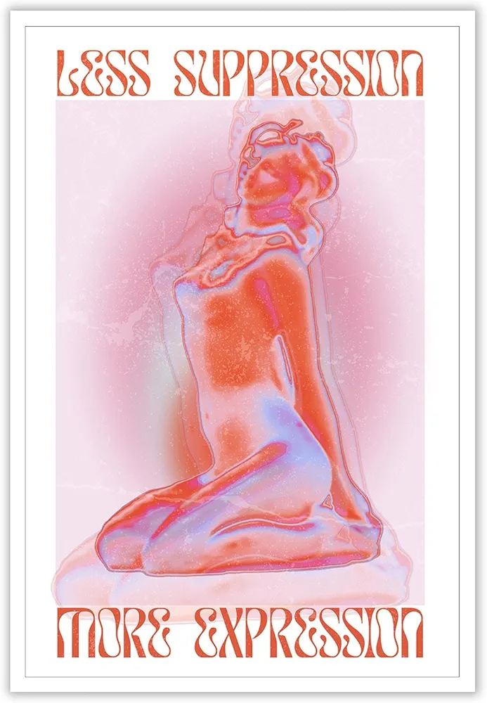 Liyark Funky Pink Woman Spiritual Affirmation Poster Gradient canvas wall art Colorful wall decor for Modern Trendy Wall Art prints painting For Bedroom Living Room Home Decor 24x36in Unframed