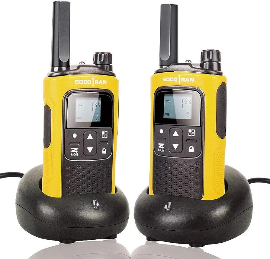 Rechargeable Walkie Talkies for Adults, Long Range 5 Miles Two Way Radios, Rechargeable Battery,Charging Dock,Flashlight,for Camping Hiking Hunting Security Hotel Yellow