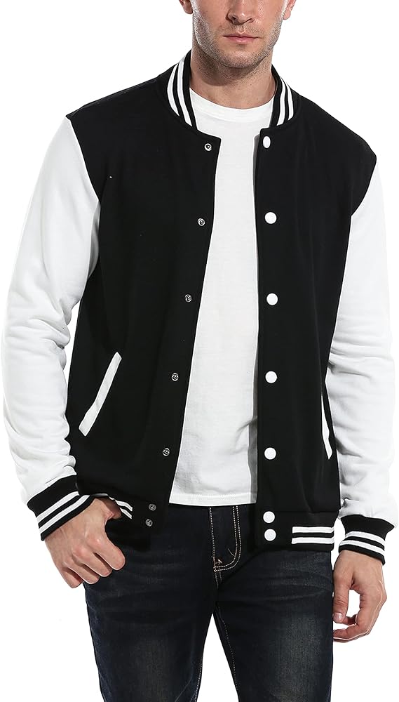 COOFANDY Men's Fashion Varsity Jacket Causal Slim Fit Cotton Letterman Baseball Bomber Jackets