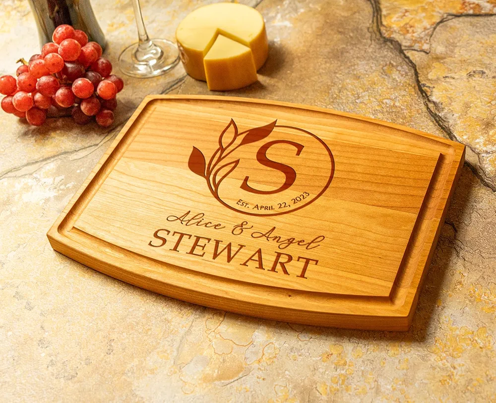 Barika Customized Cutting Boards - Personalized Chopping Blocks With Monogrammed And Initial Designs For Couples, Wedding, Engagement, Newlyweds, Bridal Registry, Christmas