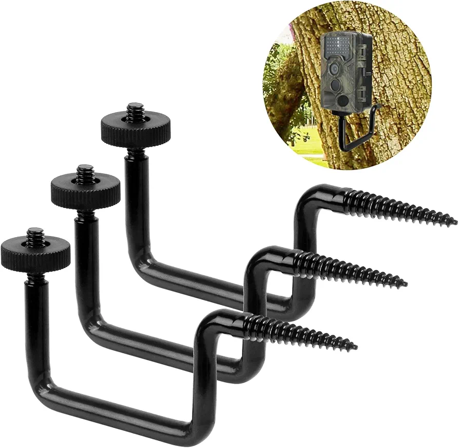 Trail Camera Mount, Trail Camera Holder, Hunting Accessory, 3 Pack Tracking Camera Bracket, Tree 1/4" x 20 Screw Mounting Brackets for Reliable Camera Placement，Trailcam Holder for Hunting