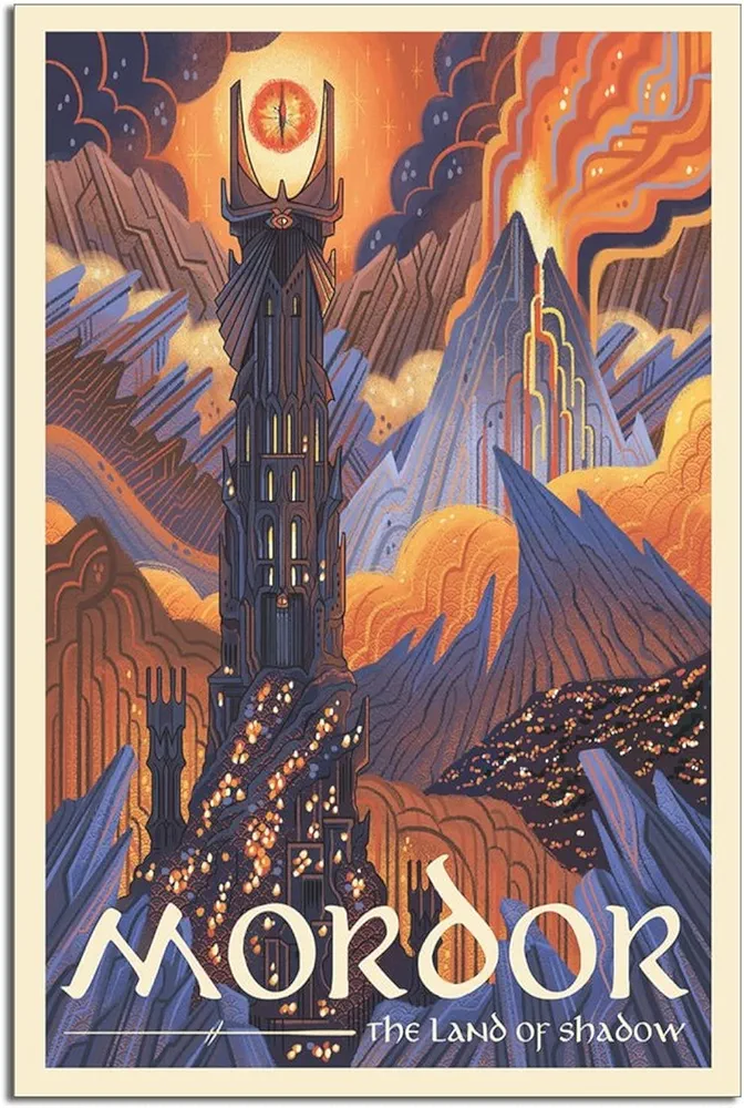 Hffancy Vintage Travel Poster - Mordor The Lord of The Ring Poster Picture Canvas Wall Art Print Modern Home Room Anime Art Decor 16x24inchs(40x60cm)