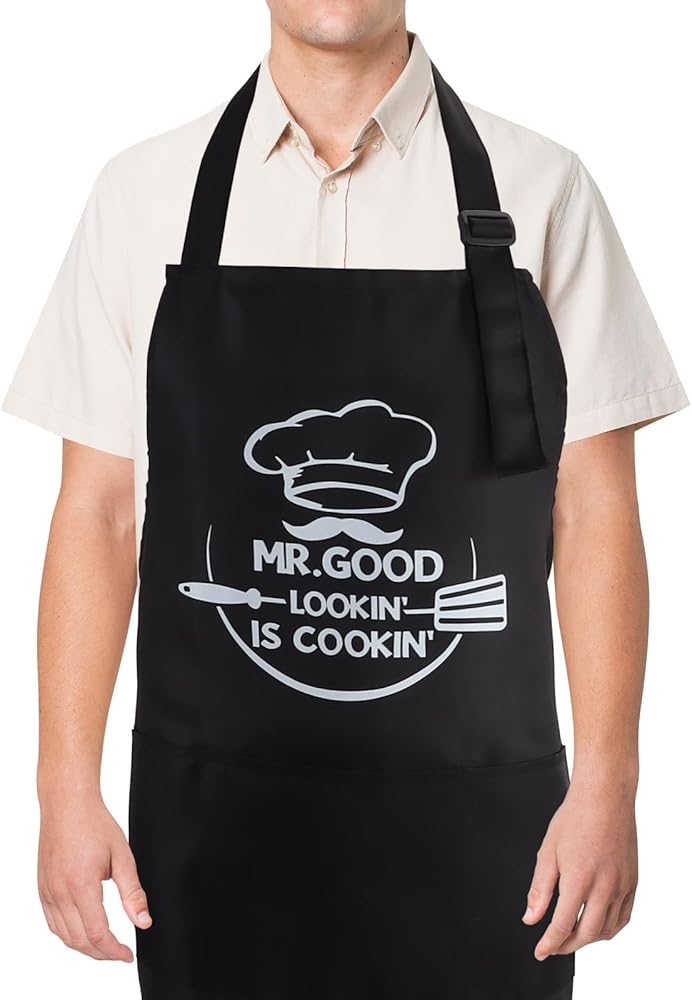 Funny Cooking Aprons for Men, Adjustable Mens Apron with Pocket, Cooking BBQ Grilling Aprons Gifts