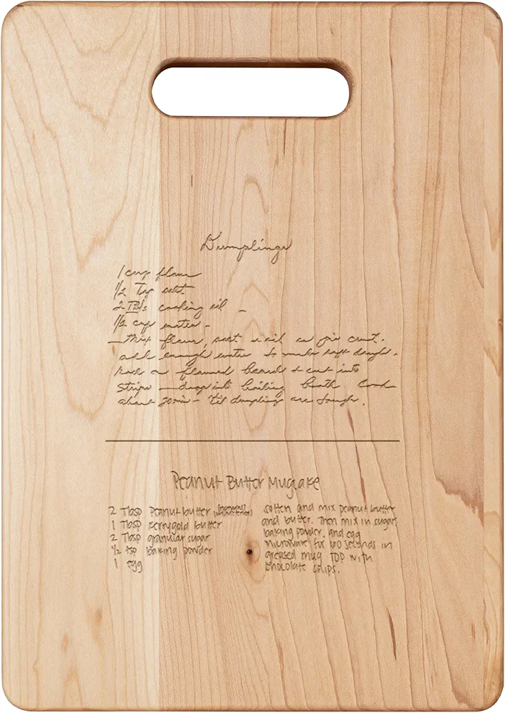 Personalized Handwritten Recipe Cutting Boards Custom Wooden Chopping Boards for Kitchen for Grandmother Kitchen Essentials Customized Chef Housewarming Presents (Rectangle W/Handle)