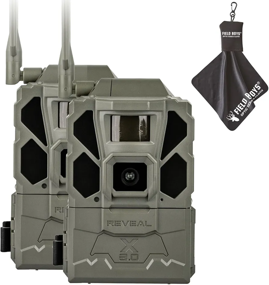 TACTACAM Reveal X Gen 3.0 Cellular Trail Camera - Multi Carrier, HD Photos & Videos, Pre-Installed Antenna, Built-in GPS, Best Battery Life, Low-Glow, Fast Trigger Speed + Cleaning Cloth | 2PK