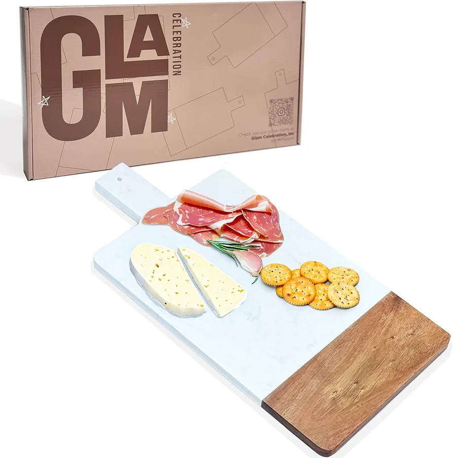 Personalized Charcuterie Boards Gift Set, Marble and Wood Cheese Board Set with Handle, Custom Cutting Board Charcuterie Board, Charcuterie Boards With Handle