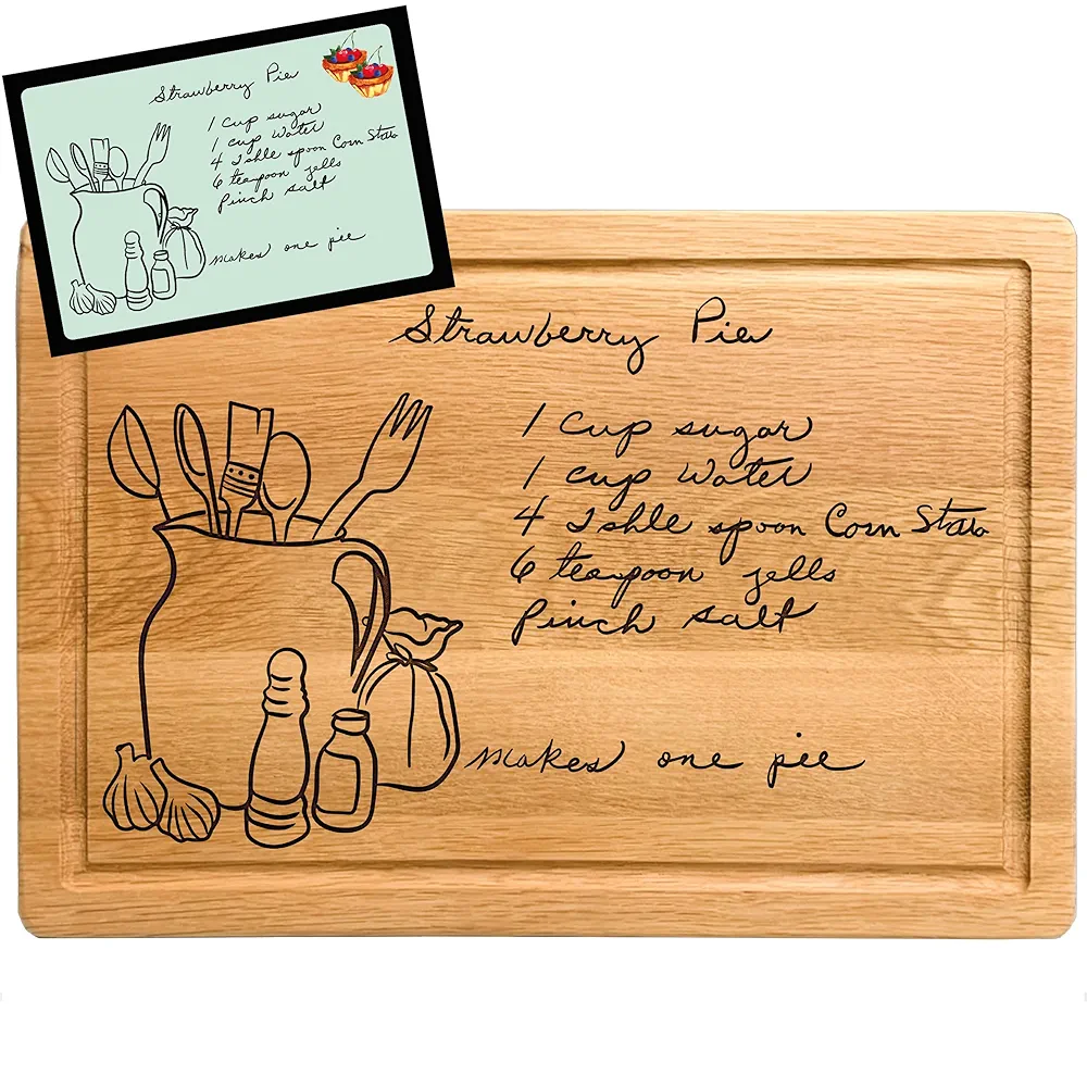Engraved Handwritten Recipe Cutting Board, Christmas Gifts For Grandma, Mother In Law Gift, Birthday Gifts For Mom and Grandma, Cutting Board with Custom Logo or Image, Mother's Day Gifts for Mom