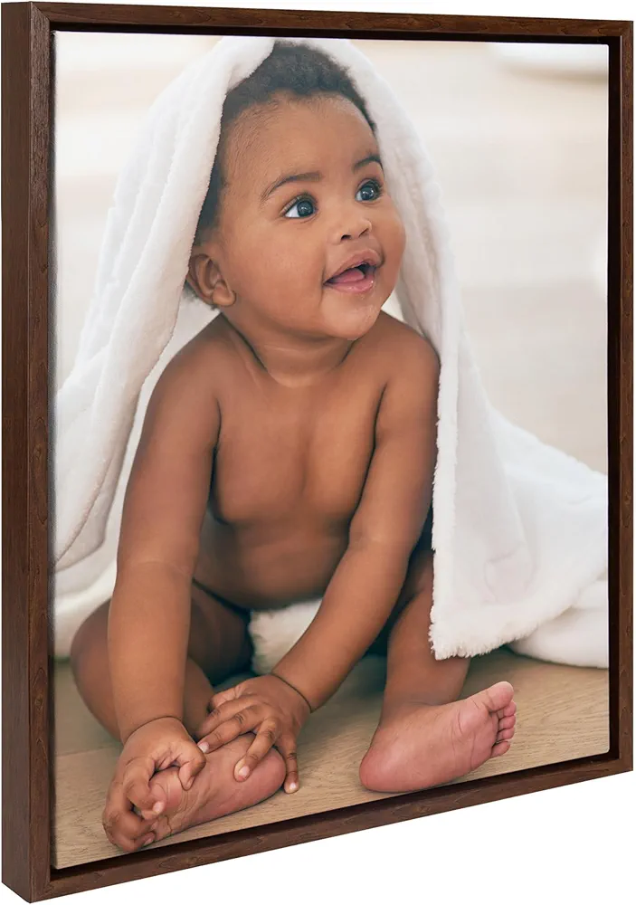 Kate and Laurel Sylvie Custom Printed Framed Canvas Wall Art, 16x20 Brown, Personal Canvas Print with Your Photos for Bedroom or Living Room Gallery Wall Decor | Printed and Hand Framed in the USA