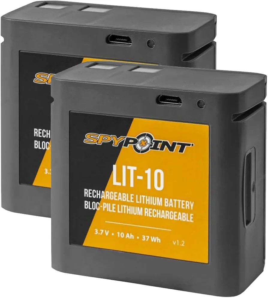 SPYPOINT LIT-10 3.7V Rechargeable Lithium Battery Link-Micro | Cell-Link 10 200mAh for Cellular Trail Cameras with Charging Power Cable Included | Cell Cameras for Hunting Lithium Battery (2 PK)