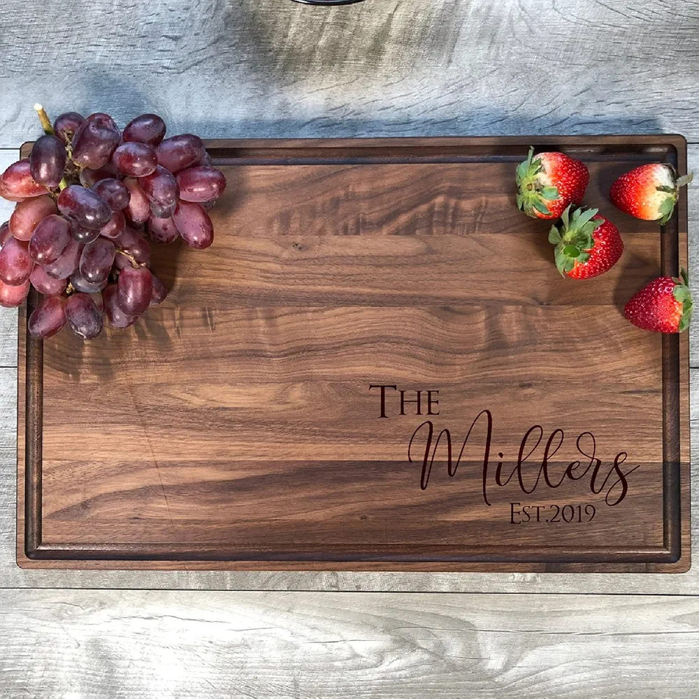 Custom Cutting Board. Personalized Cutting Board. Wedding Gifts. Bridal Shower Gifts. (Walnut, 11"x17" with juice groove)