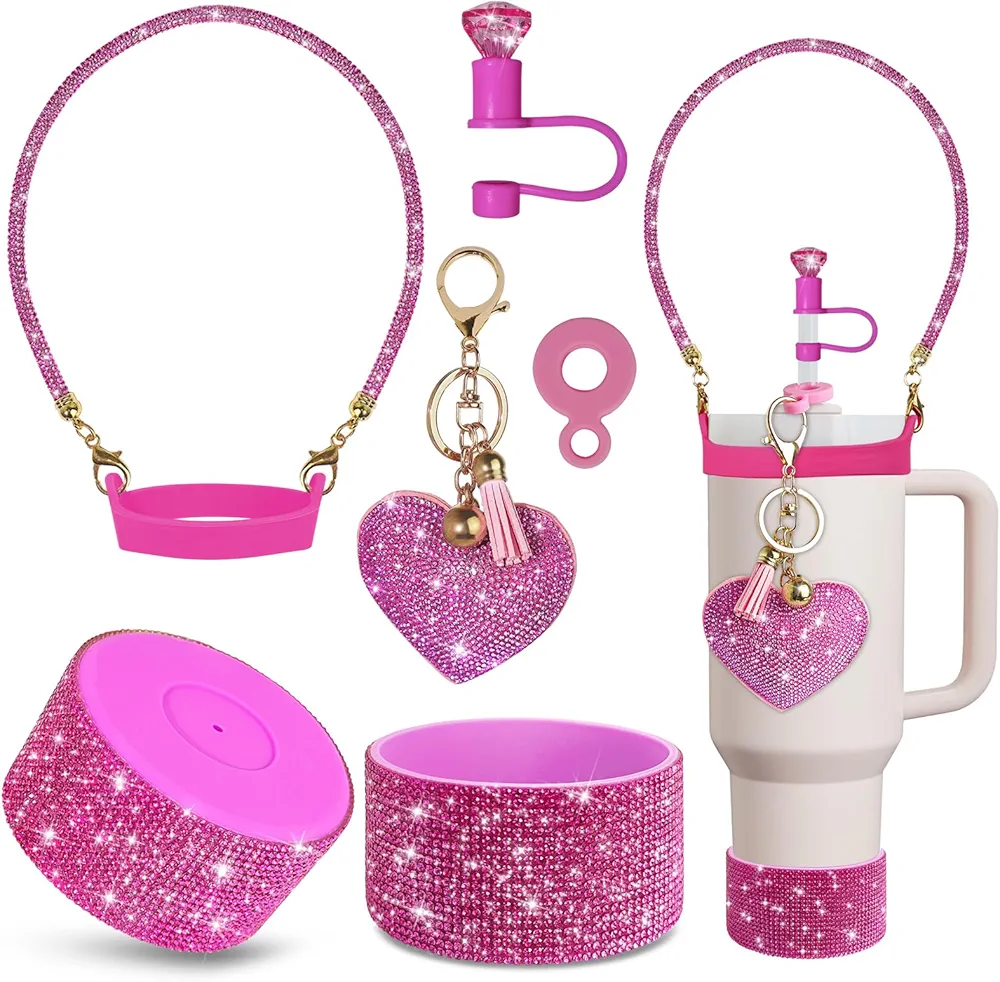 Stanley Cup Accessories Set 30&40 Oz, Includes 0.4in Straw Covers, Water Bottle Handle Strap, Cute Stanley Charms and Silicone Boot.