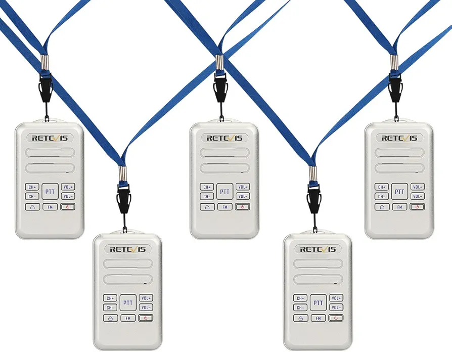 Retevis RT20 Small Walkie Talkies for Adults Mini Size Portable Two Way Radios Rechargeable with Clear Audio Handsfree Keyboard Lock for Education Pet Hospital Healthcare(Silver, 5 Pack)