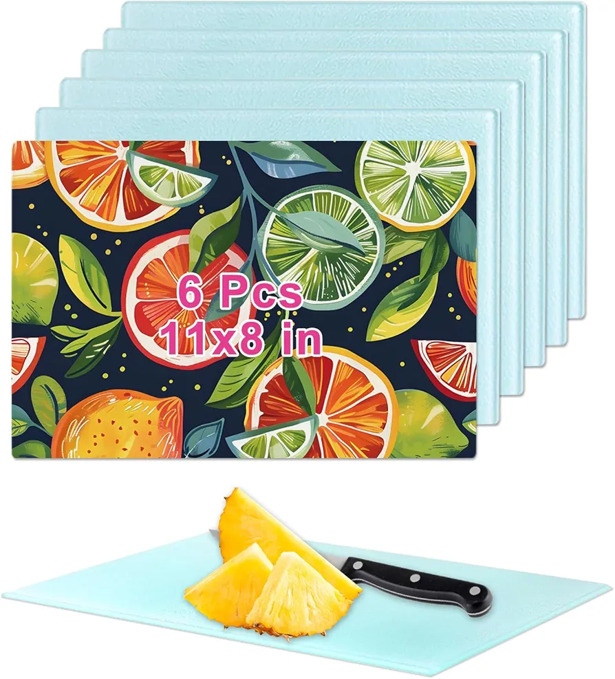 6Pcs Sublimation Cutting Board Blanks, 11x8 Inch Tempered Glass Sublimation Cutting Board Non Slip Glass Chopping Boards for Kitchen, Personalized Cutting Boards for Crafts DIY Gift