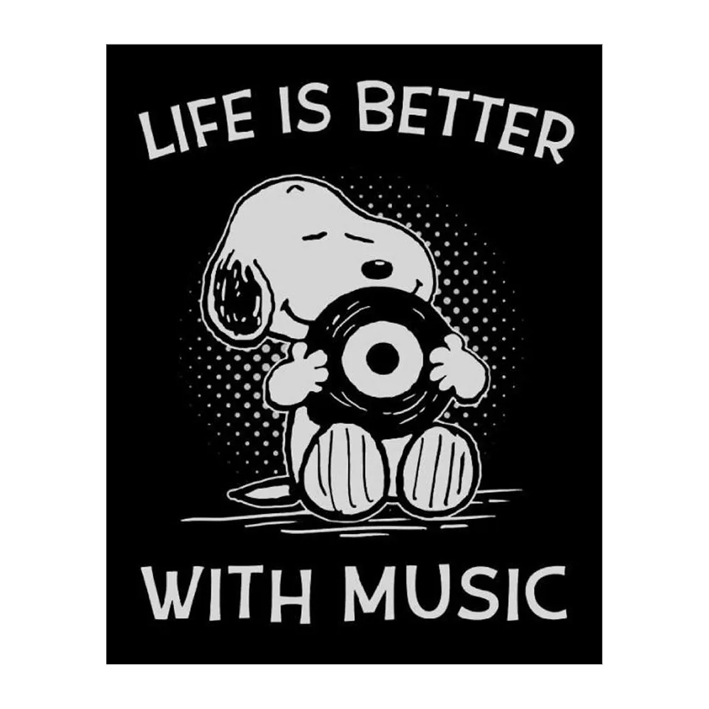 Life Is Better With Music - Snoopy Quotes Wall Art Print, Typographic Wall Decor For Music Room Decor, Studio Decor, Home Decor, Office Decor, Room Decor Aesthetic, Unframed Music Wall Print- 8x10”