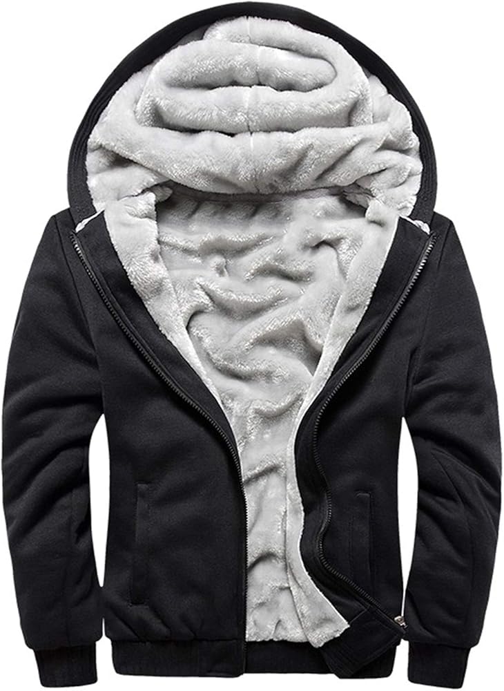 MACHLAB Men's Pullover Winter Workout Fleece Hoodie Jackets Full Zip Wool Warm Thick Coats