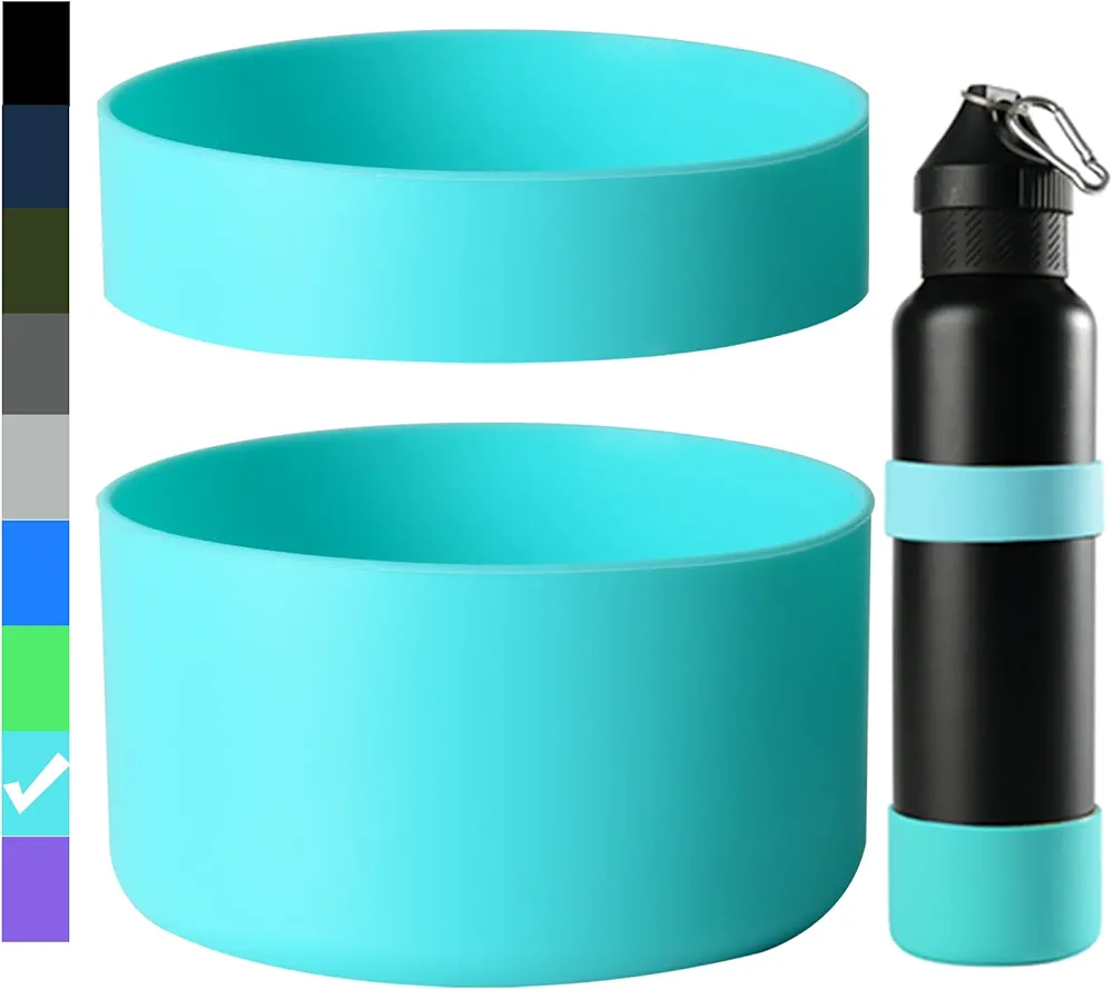 2 PCS Silicone Water Bottle Boot, Protective Silicone Sleeve, Anti-Slip Bottom Cover with Silicone Ring, BPA Free, Compatible with Simple Modern, Fit Iron Flask
