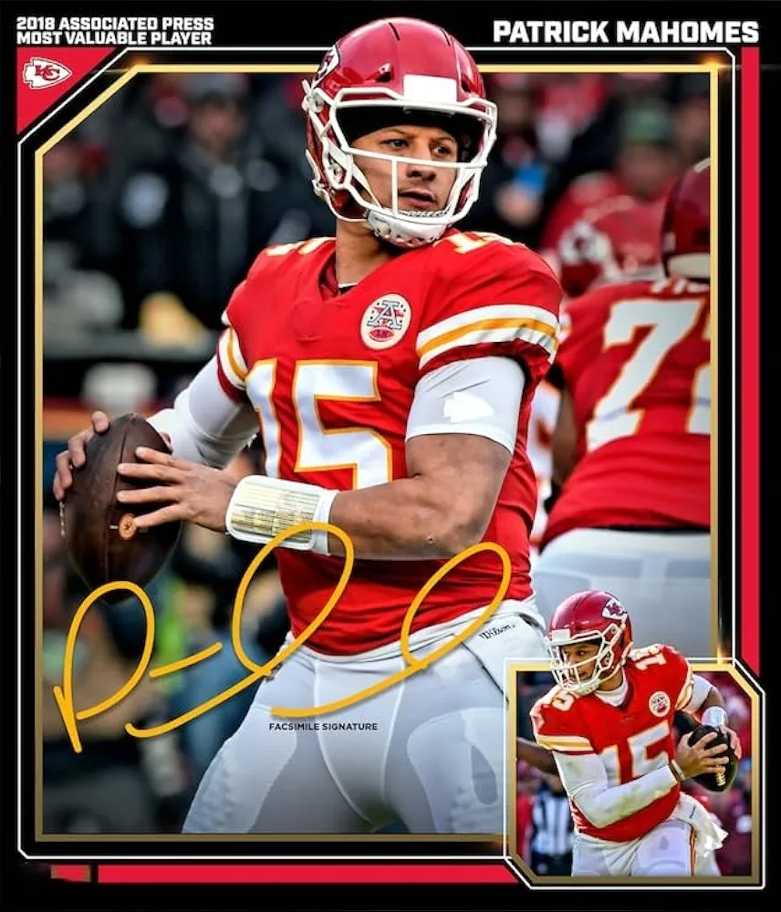 WHZKCYH American Football Sports Chiefs Poster For Kids Fun Teen Birthday Christmas Gifts Patrick Mahomes Rugby Star Posters Canvas Wall Art Print Picture For Home Room Decor