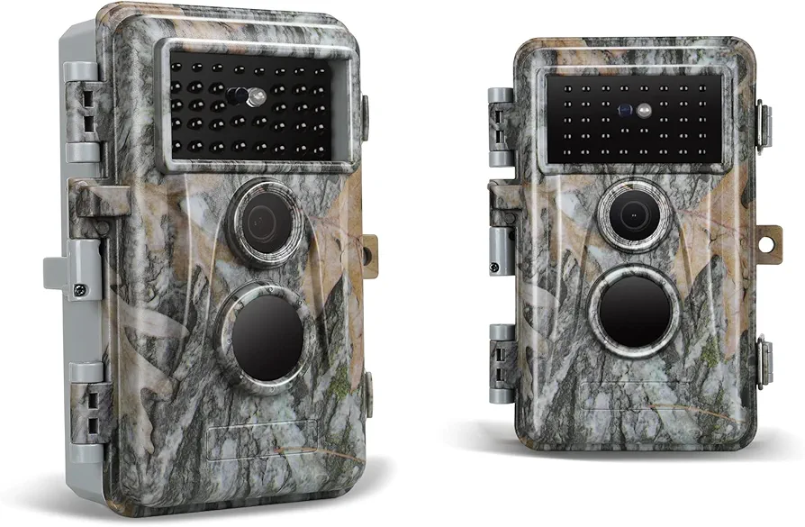 BLAZEVIDEO 2-Pack 48MP 1296P Game & Trail Cameras H.264 MP4 Video No Glow Wildlife Hunting Cams with Night Vision Motion IP66 Activated Waterproof for Outdoor Wildlife Hunting & Backyard Security