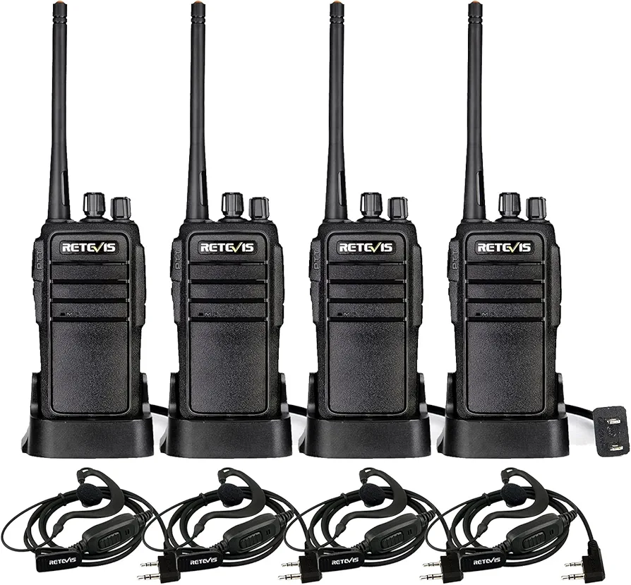 Retevis RT21 Updated 3000mAh Two Way Radios Long Range,Walkie Talkies with Earpiece,SOS Alarm,16CH,Portable 2 Way Radios for Security Cruise Camping Events(4 Pack)