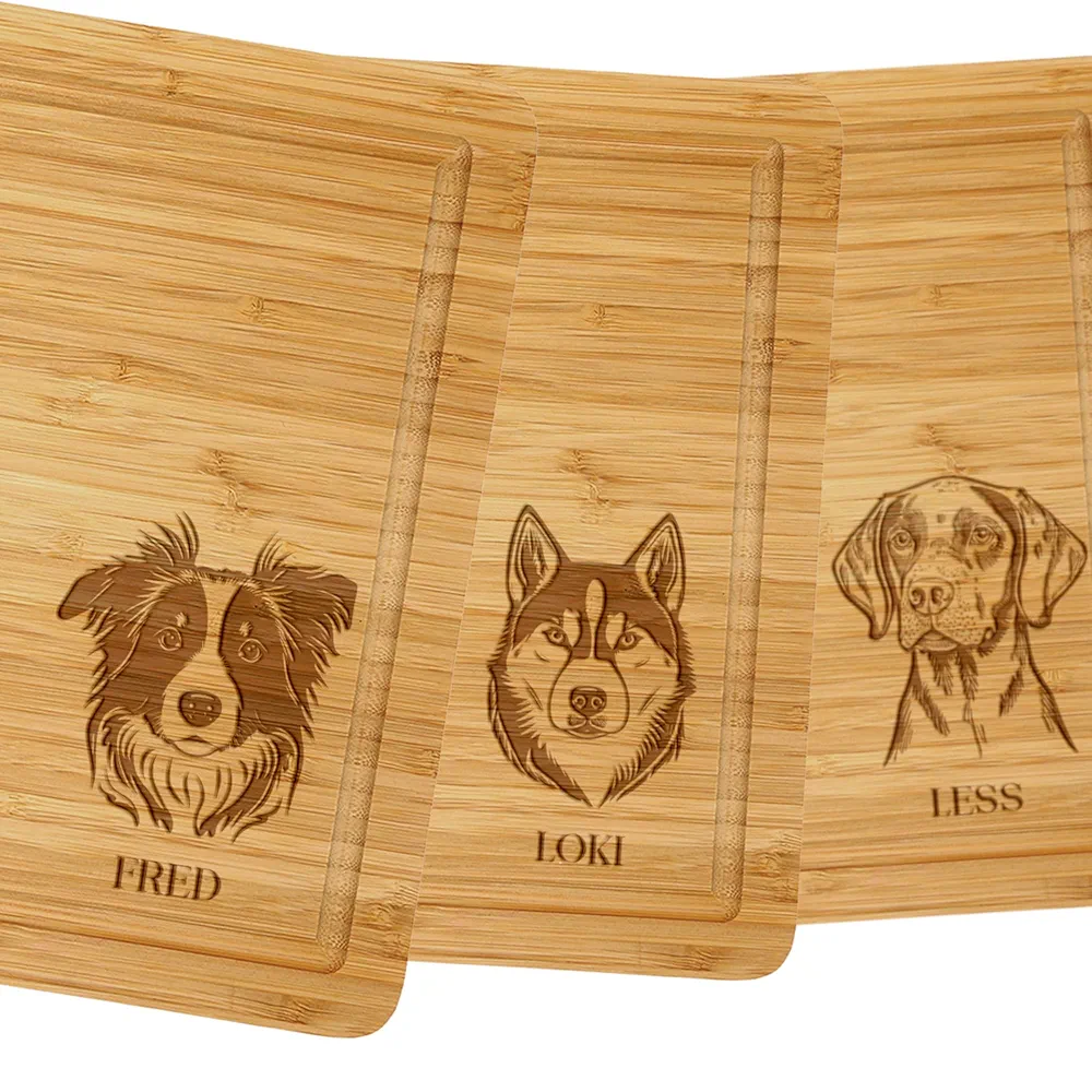 Personalized Dog Cutting Board, Natural Bamboo Chopping Block With Custom Dog Name, Personalized Charcuterie Board for Dog Owners, Dog Customized Boards