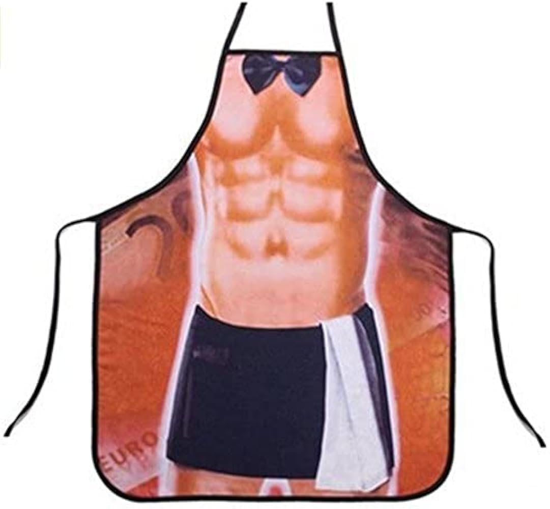 OYSRONG Funny Comics Cute Cartoon Kitchen Cooking Adult Apron (muscle man)