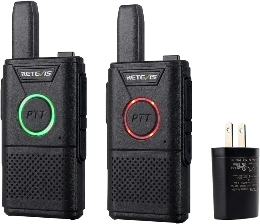Retevis RT18 Rechargeable Walkie Talkies,Portable FRS Two-Way Radios,Dual PTT,Metal Clip,Small Mini Walkie-Talkie for Seniors Skiing Gift Family Camping Elderly(2 Pack)